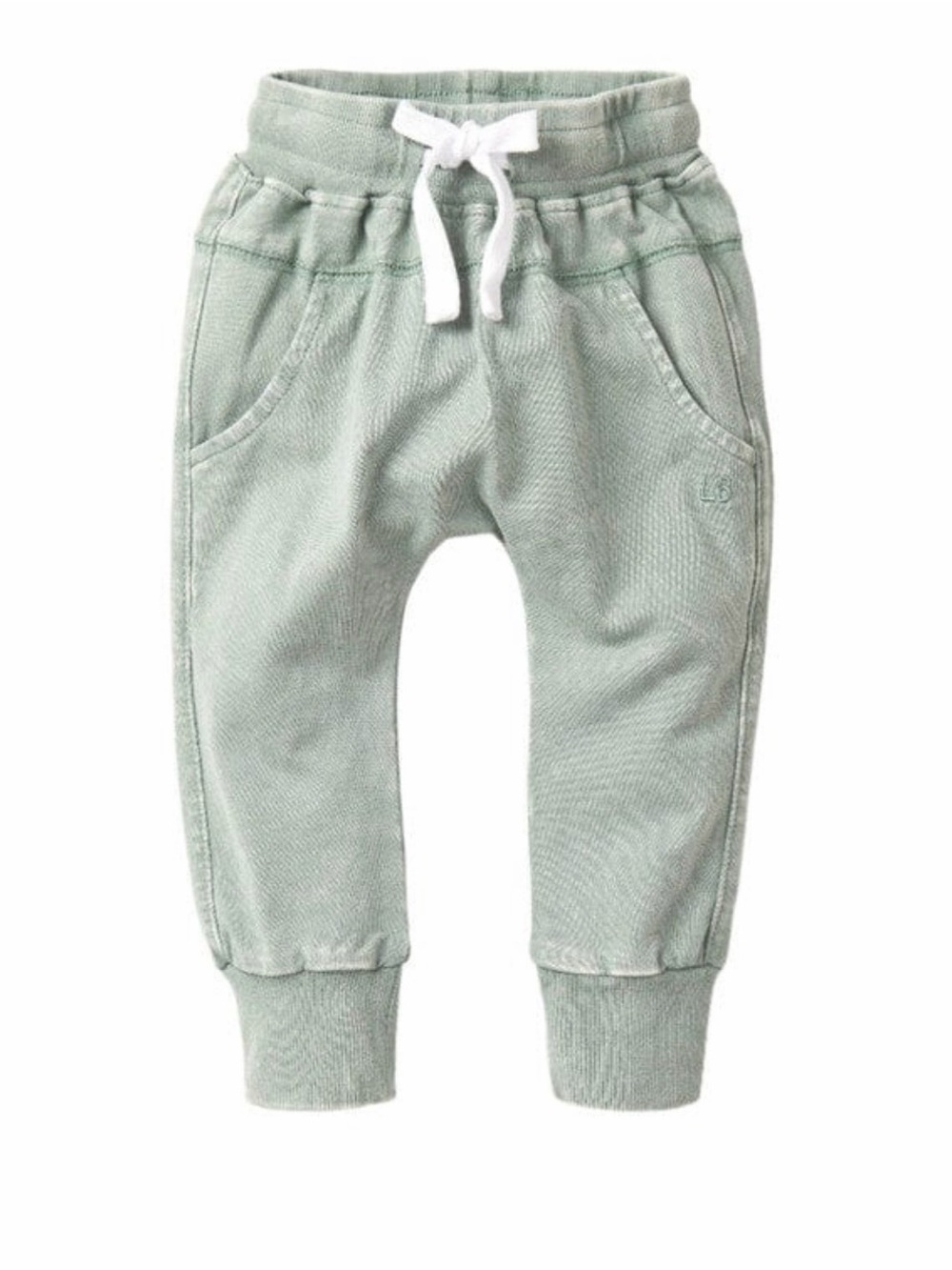 Little Bipsy Basil Wash Joggers in Olive Green with White Drawstring